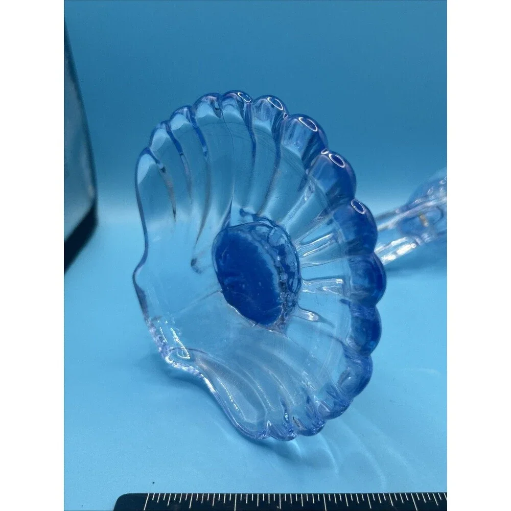 Cambridge Caprice Alpine Blue Crescent Moon Candlestick 7